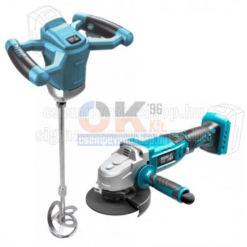   Dedra akkumulátoros gép szett burkoloknak keverőgép + ded7051 sarokcsiszoló   (akkuszett6)