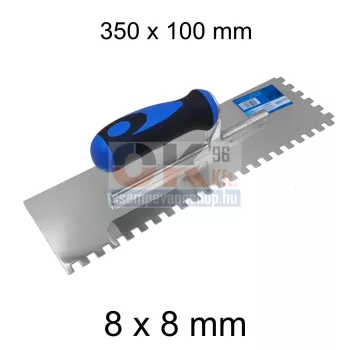   Bautool fogazott glettvas gumírozott soft nyél 8×8 mm 350×100 mm (b3824008)