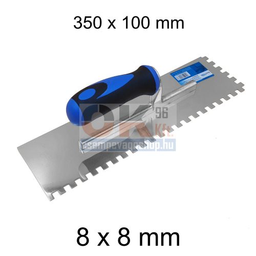 Bautool fogazott glettvas gumírozott soft nyél 8×8 mm 350×100 mm (b3824008)
