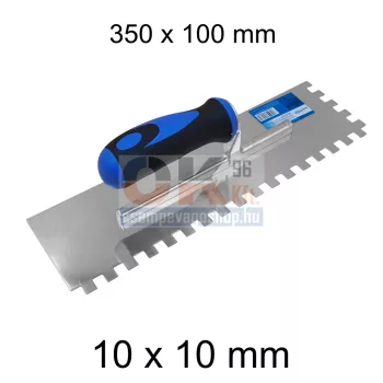   Bautool fogazott glettvas gumírozott soft nyél 10×10 mm 350×100 mm (b3824010)
