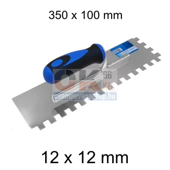   Bautool fogazott glettvas gumírozott soft nyél 12×12 mm 350×100 mm (b3824012)