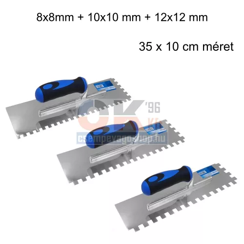 Bautool fogazott glettvas csomag gumírozott soft nyél  8-10-12mm, 3db/1-1 db, 350×100 mm (b38240a1)