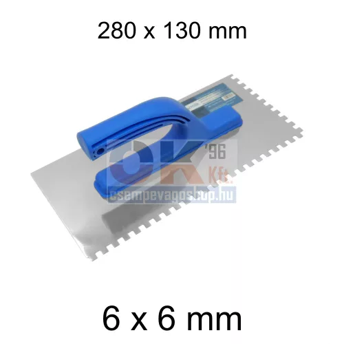 Bautool fogazott glettvas műanyag nyéllel 6x6 mm 280×130 mm (b40361)