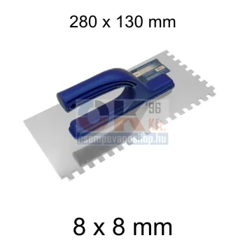   Bautool fogazott glettvas műanyag nyéllel 8×8 mm 280×130 mm (b40462)