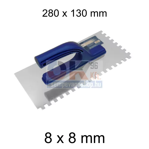 Bautool fogazott glettvas műanyag nyéllel 8×8 mm 280×130 mm (b40462)