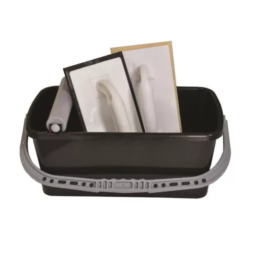 Bautool burkoló fugamosó vödör 11 literes, görgő + szivacs + behúzó gumi (b4310111)
