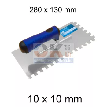   Bautool fogazott glettvas gumírozott soft nyél 10×10 mm 280×130 mm (b81201210)