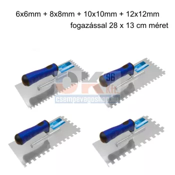   Bautool fogazott glettvas csomag gumírozott soft nyél  6-8-10-12mm, 4db/1-1 db, 280×130 mm (b812012a1)
