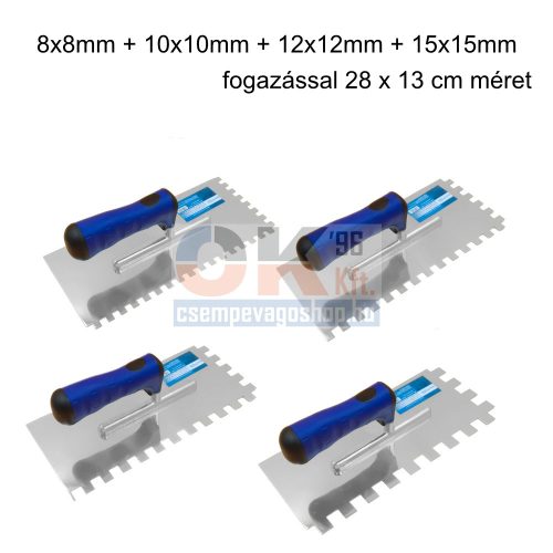 Bautool fogazott glettvas csomag 8-10-12-15 mm, 4db,  280×130 mm (b812012a2)