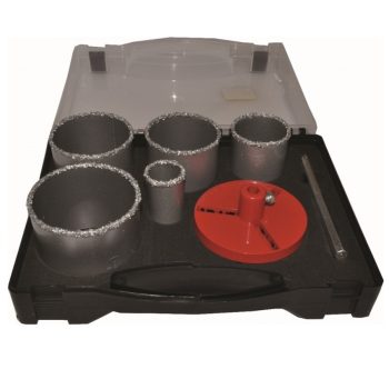   Bautool csempelyukfúró készlet kofferban 33-53-67-73-83mm csempéhez puha lapokhoz (be0423)