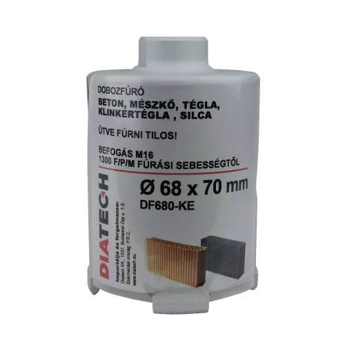 Diatech gyémánt dobozfúró D68×70mm (df680-ke)