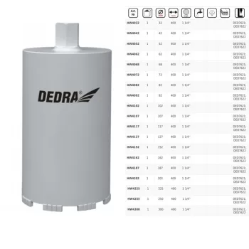   Dedra gyémánt koronafúró beton, kő, és burkolatok hossz.:400mm D 107 mm (hw4107)