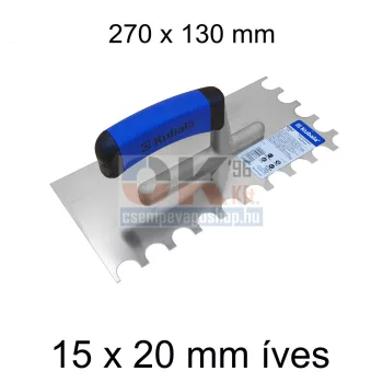   Kubala fogazott glettvas rozsdamentes 130 x 270 mm íves fogazású (mak0463)