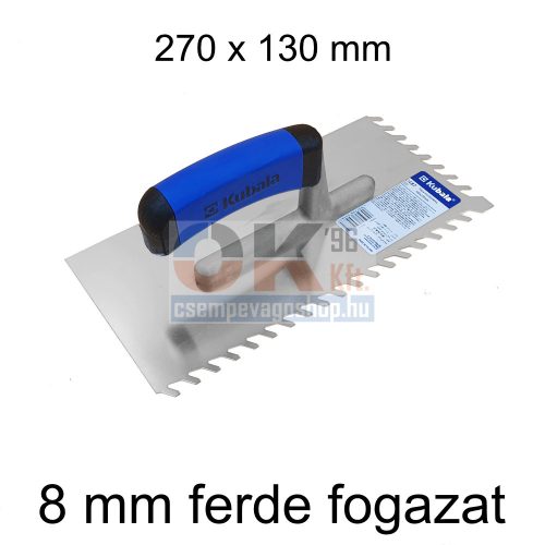 Kubala, Fém fogazott glettvas ferde fogazású soft nyél 130 x 270 mm, horony: 8 mm (mak0487)