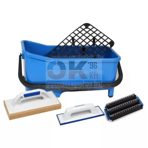 Burkoló mosóvödör 20 liter, tripla görgő+rács +lemosószivacs+fugaanyag behúzógumi (mak1524cs1)