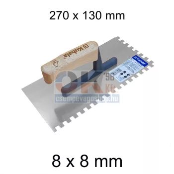   Kubala, fogazott glettvas rozsdamentes fa nyél 130 x 270 mm, fog: 8x8 mm (mak2614)
