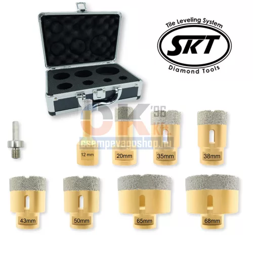 SKT 226 PRO gyémánt lyukfúró készlet 12-20-35-38-43-50-65-68 mm (skt226009b)